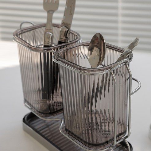 리빙공감 홈즈미 물빠짐 수저통 수저정리함 수저꽂이, 다크그레이, 1개