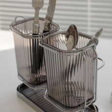 리빙공감 홈즈미 물빠짐 수저통 수저정리함 수저꽂이, 다크그레이, 1개