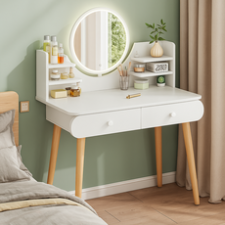 아르디스 원형 서랍 거울 수납 화장대 800