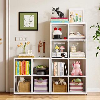 모던 철제 높이 조절 공간 박스 오픈형 책장 스탠드선반(뒷판 있음), 3칸, 화이트