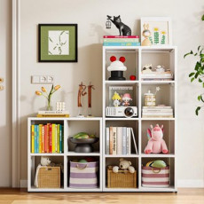 모던 철제 높이 조절 공간 박스 오픈형 책장 스탠드선반(뒷판 있음), 3칸, 화이트