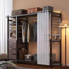 H N Quality Home 커튼형 이동식 강철제 시스템 옷장 대용량 저장용 간편한 조립