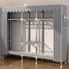 [시스슈] 조립식 3단 이동식 행거 시스템 강화 철제 프레임 | 대용량 하단 수납공간 & 먼지방지 커튼 장착