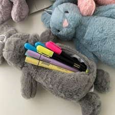 초등 토끼 인형 필통 파우치 중학생 유치원 귀여운 동물 봉제인형 선물, 1개,