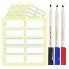방수 냉장고 라벨지 100p 30 x 12mm + 유성 네임펜 3p, 혼합색상, 1세트