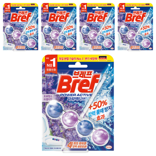 브레프 파워액티브 변기세정제 라벤더향, 50g, 5개